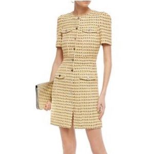 NEW WOMEN’S MAJE YELLOW TWEED DRESS STUNNING DETAILS SIZE US 36 STYLISH DRESS